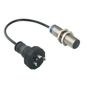 TES Electric Inductive Proximity Metal Barrel Sensor; 18mm; Embeddable; 12-48VDC; NO; PNP; 0.15m Potted Cable w/ DIN 43650 Connector
